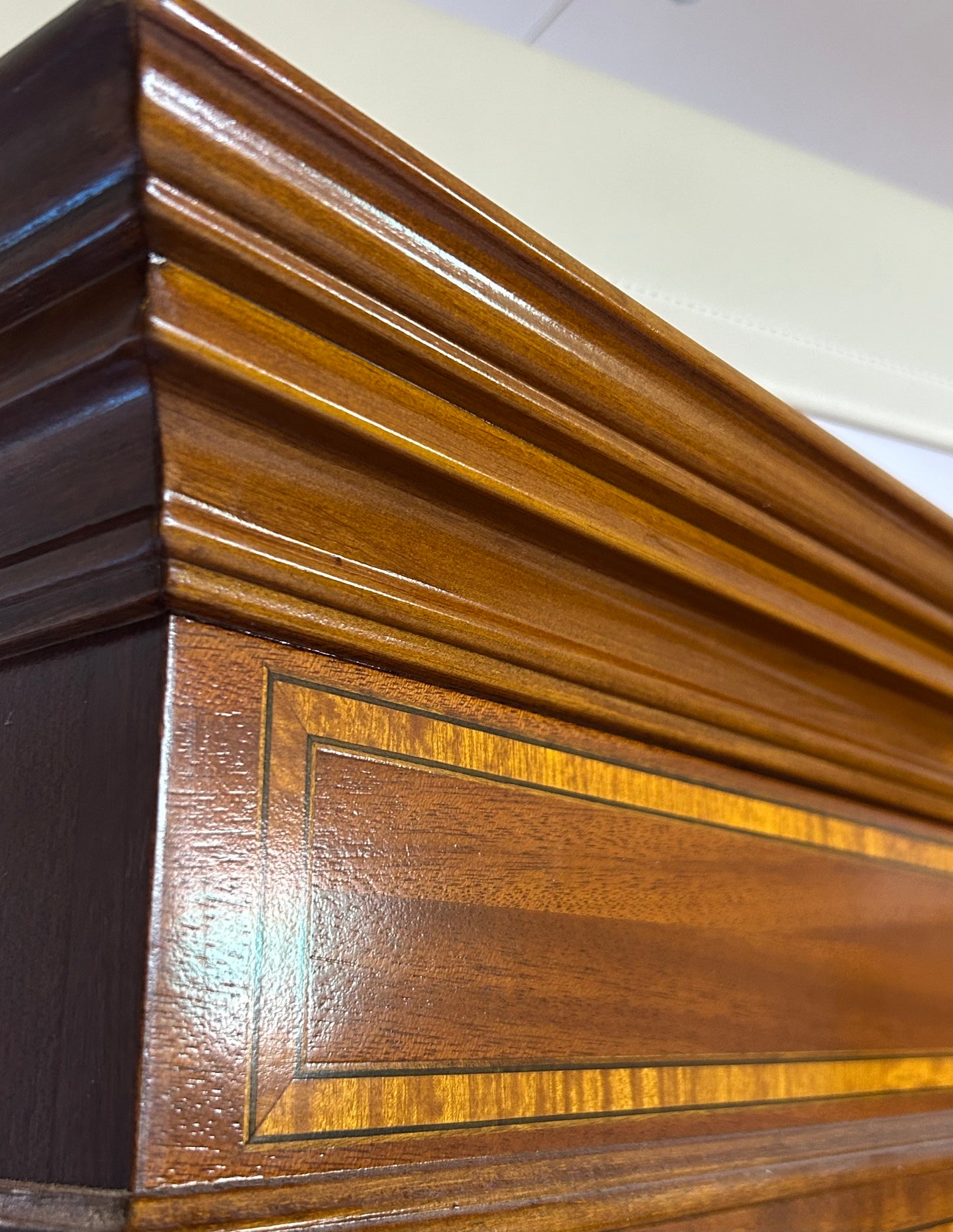 Pair of Mahogany Reproduction inlaid glazed bookcases