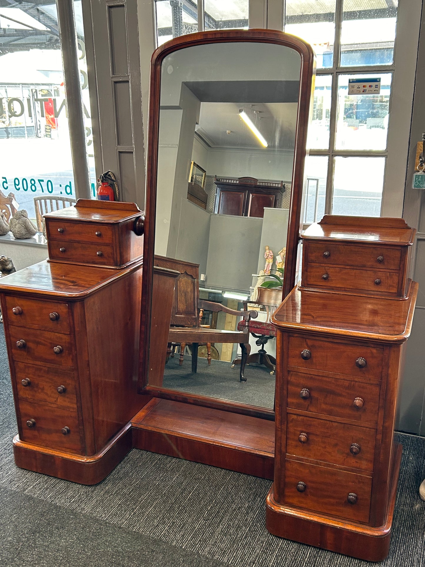 Victorian cheval mirror dressing table