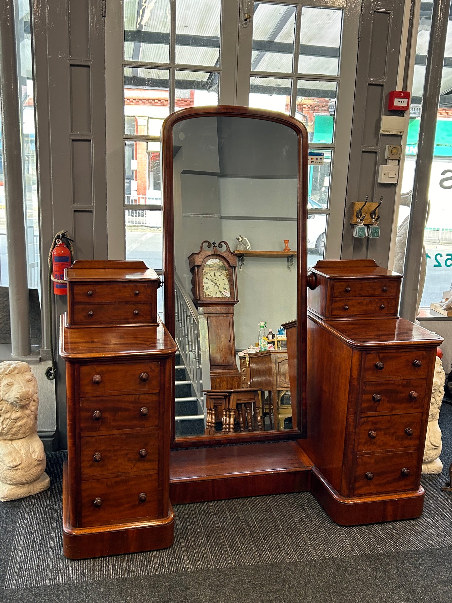 Victorian cheval mirror dressing table