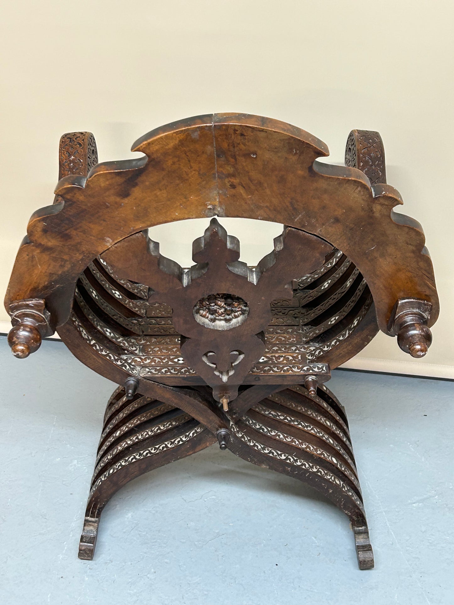 Syrian Middle Eastern inlaid arm chair