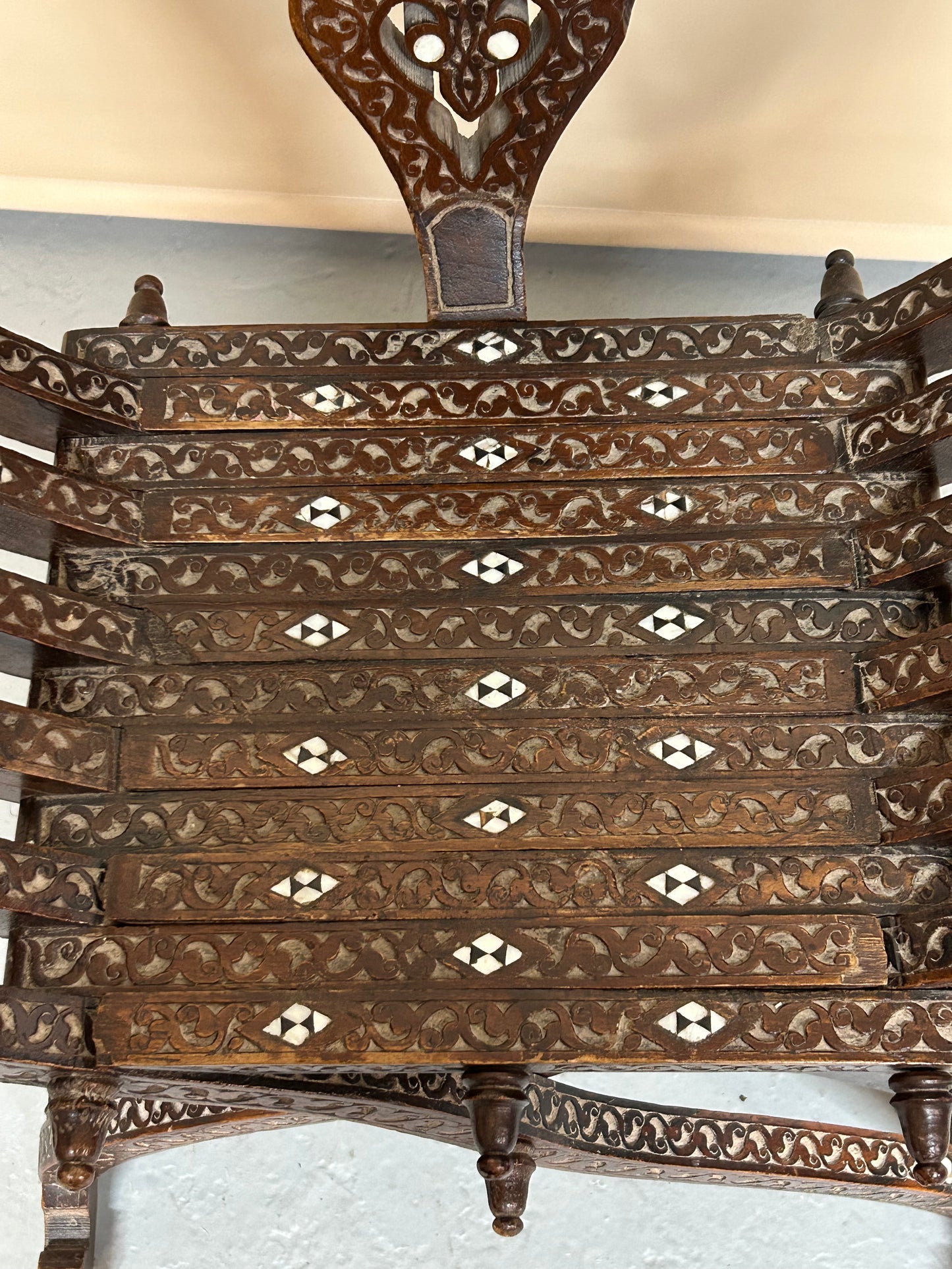 Syrian Middle Eastern inlaid arm chair