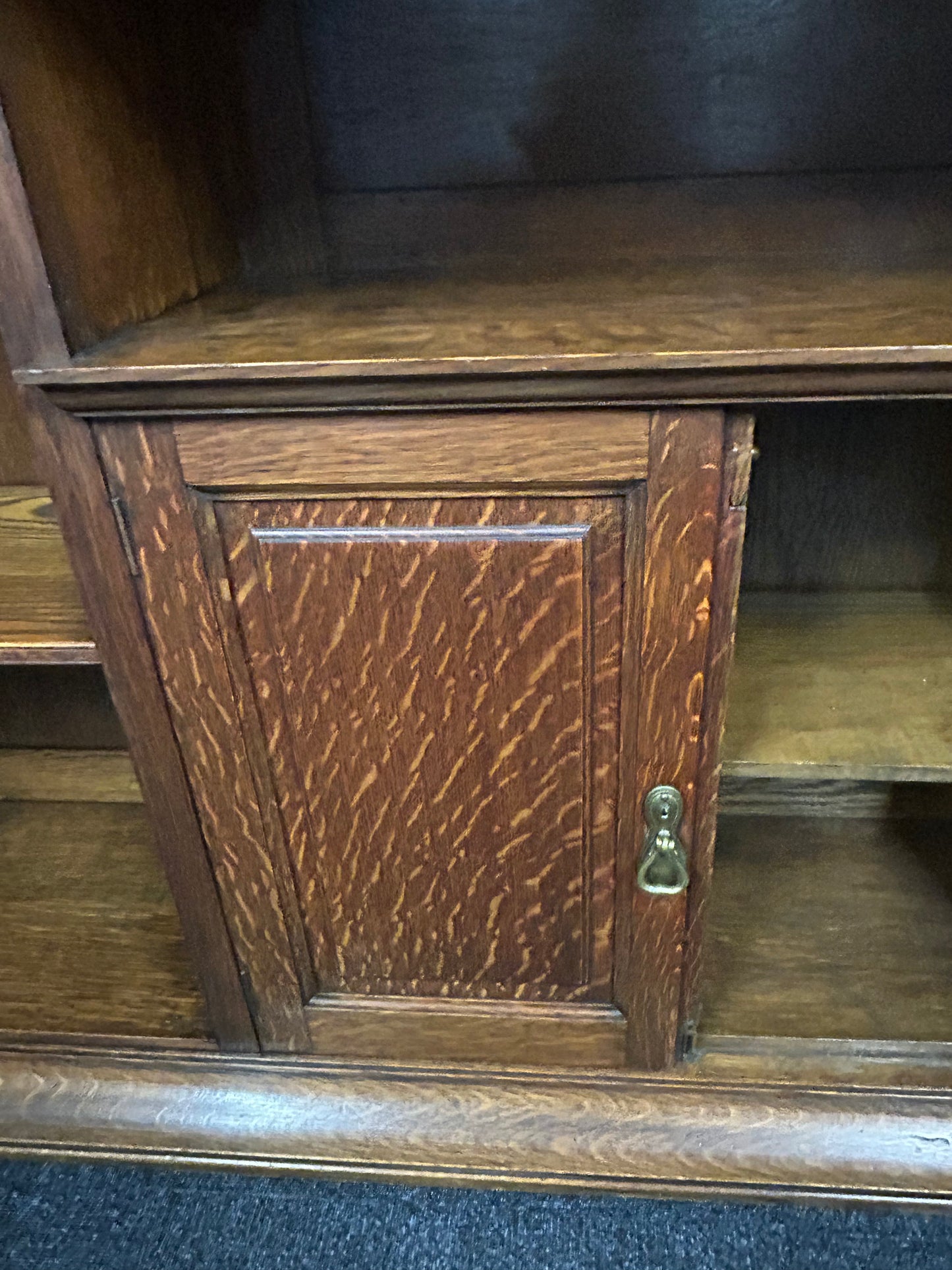 Oak bookcase cupboard by Shapland and Petter