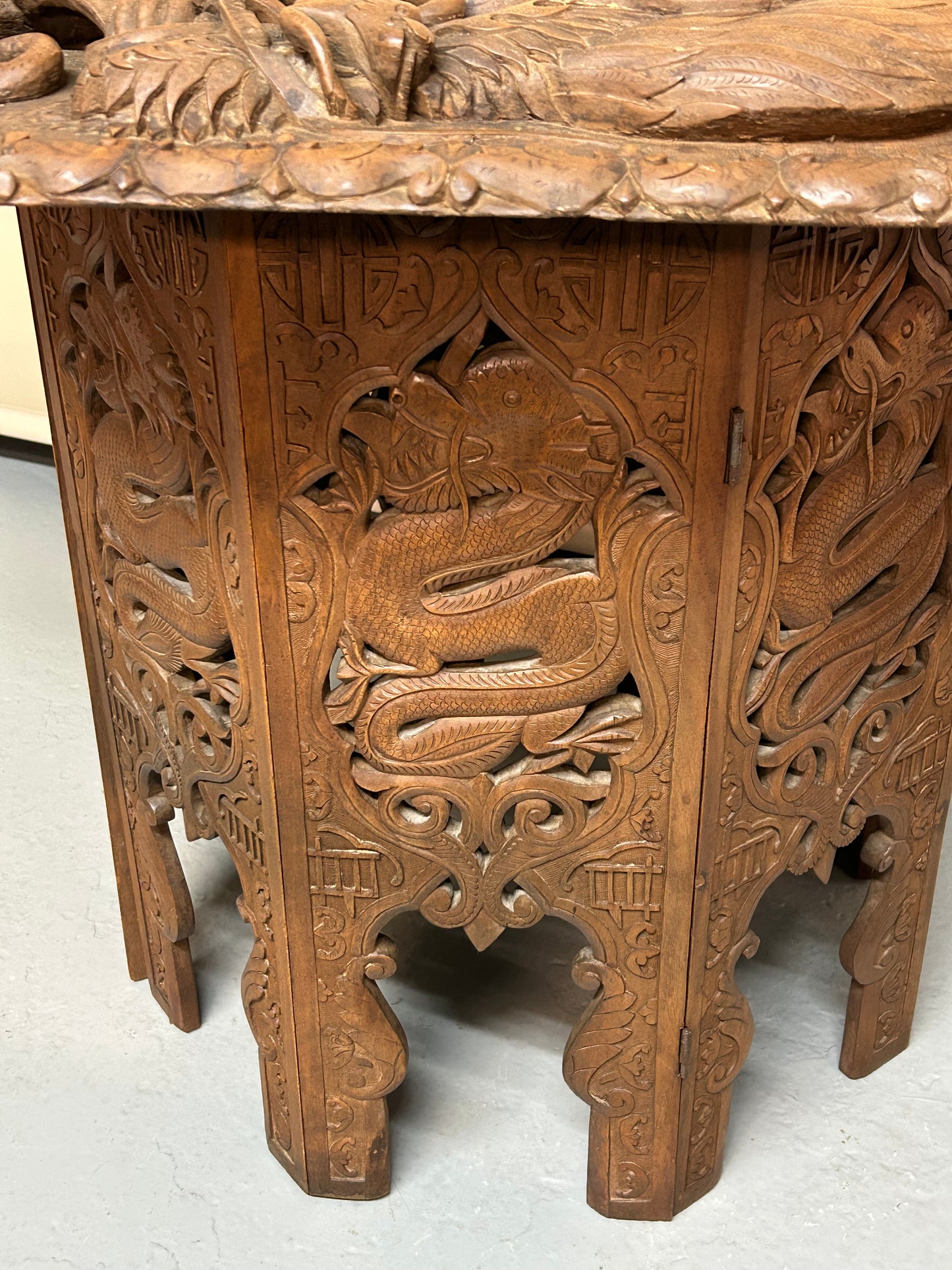 Decorative hand carved Chinese dragon side table