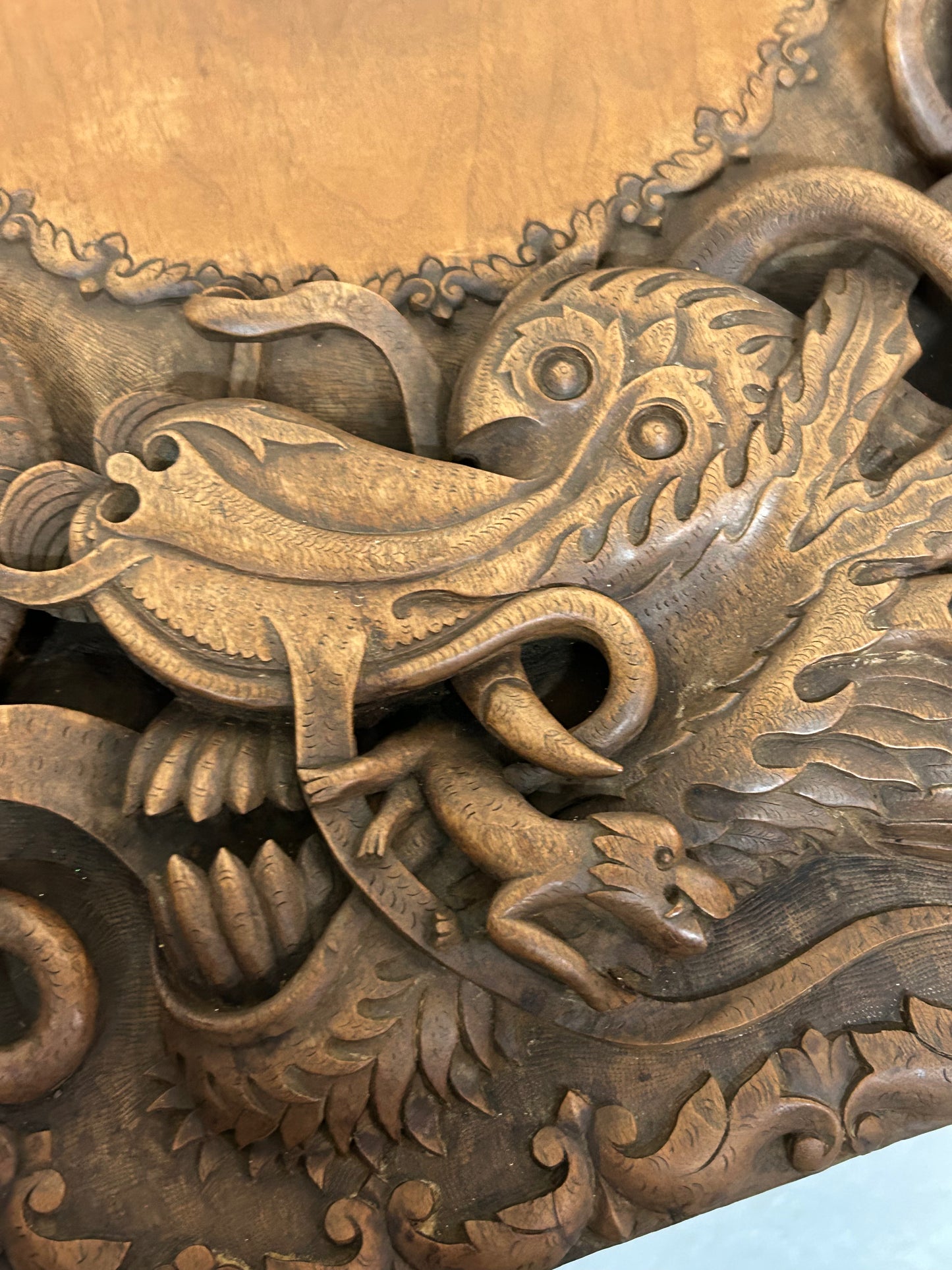 Decorative hand carved Chinese dragon side table