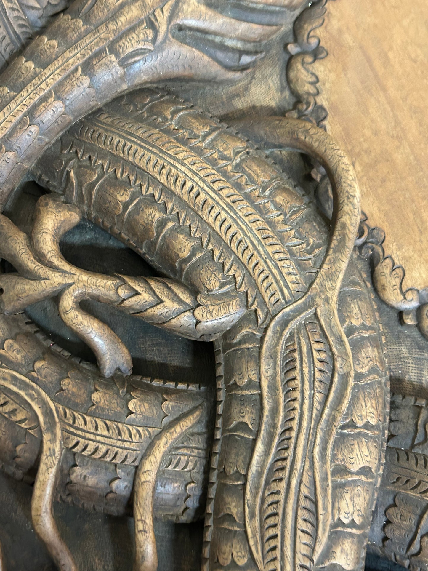Decorative hand carved Chinese dragon side table