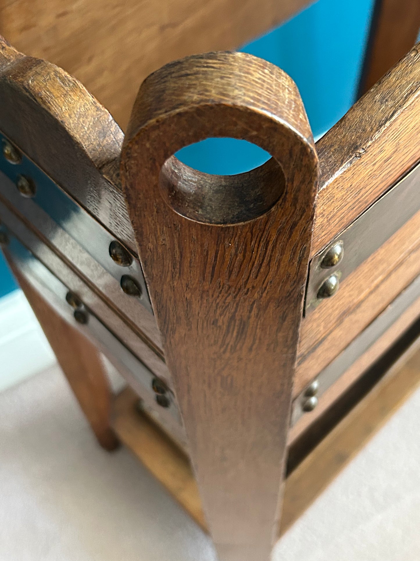 Arts and crafts oak stick stand