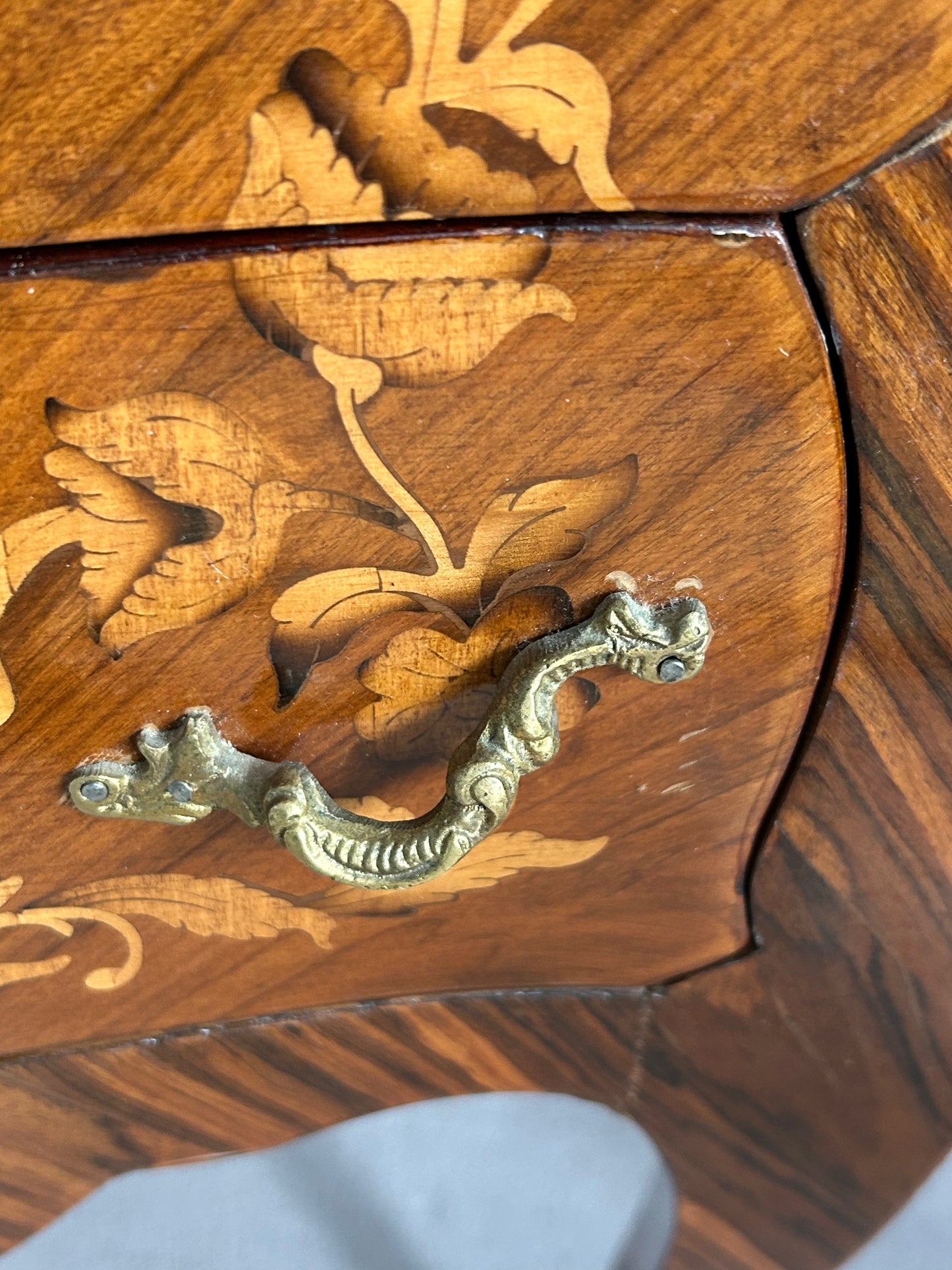 Pair of French marquetry bedside cabinets.
