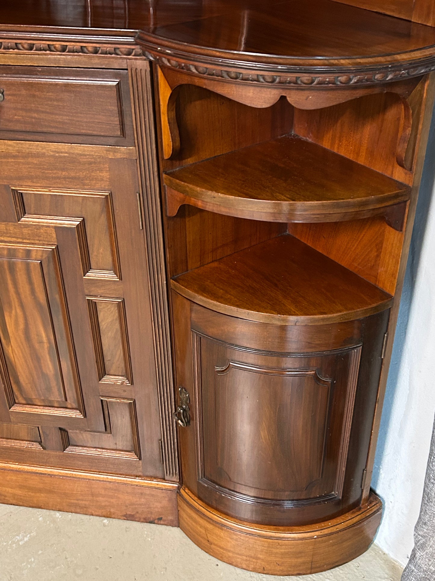 Corner bookcase cabinet by Goodhall, Lamb and Heighway of Manchester
