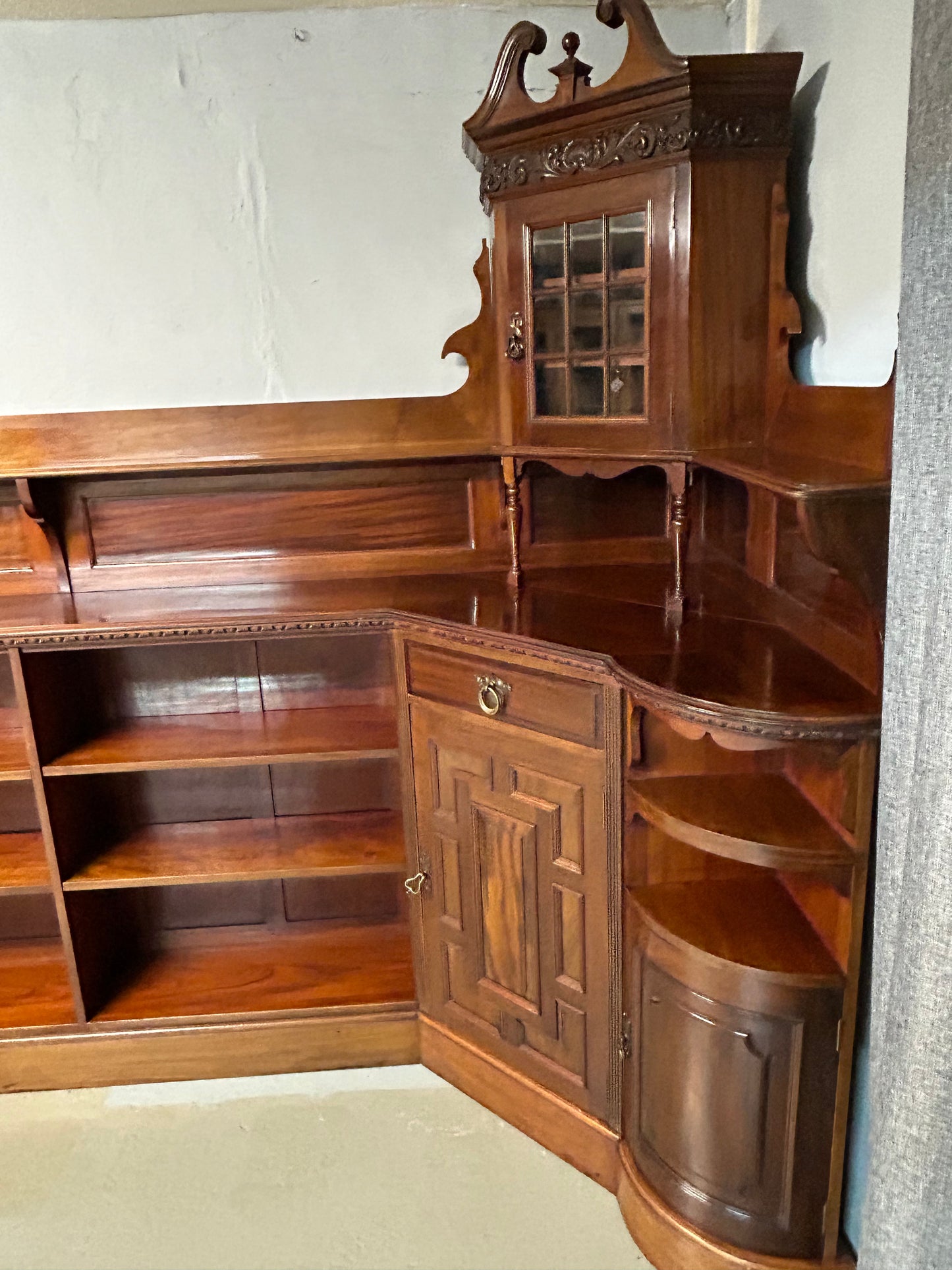 Corner bookcase cabinet by Goodhall, Lamb and Heighway of Manchester