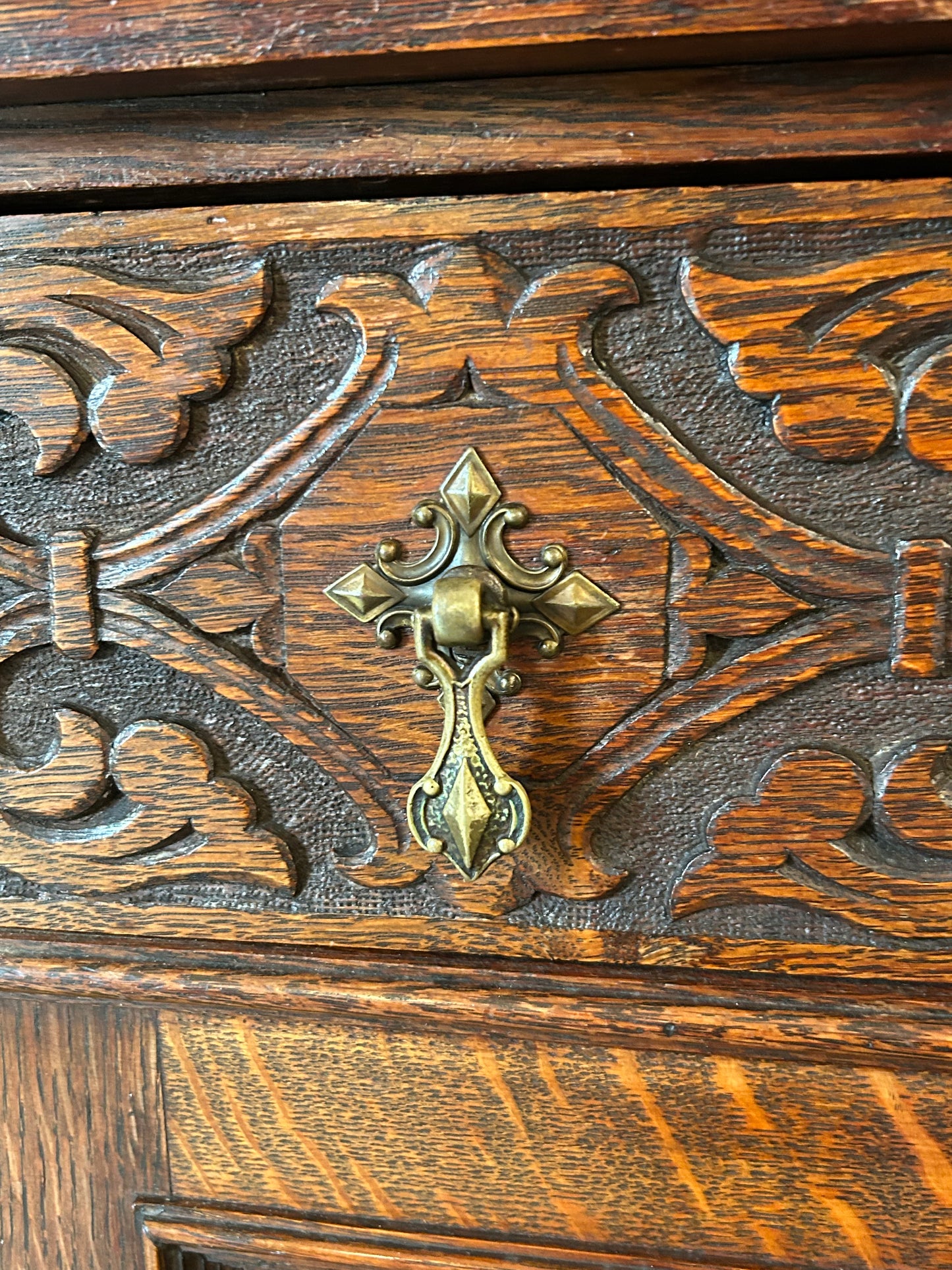 Oak carved court cupboard