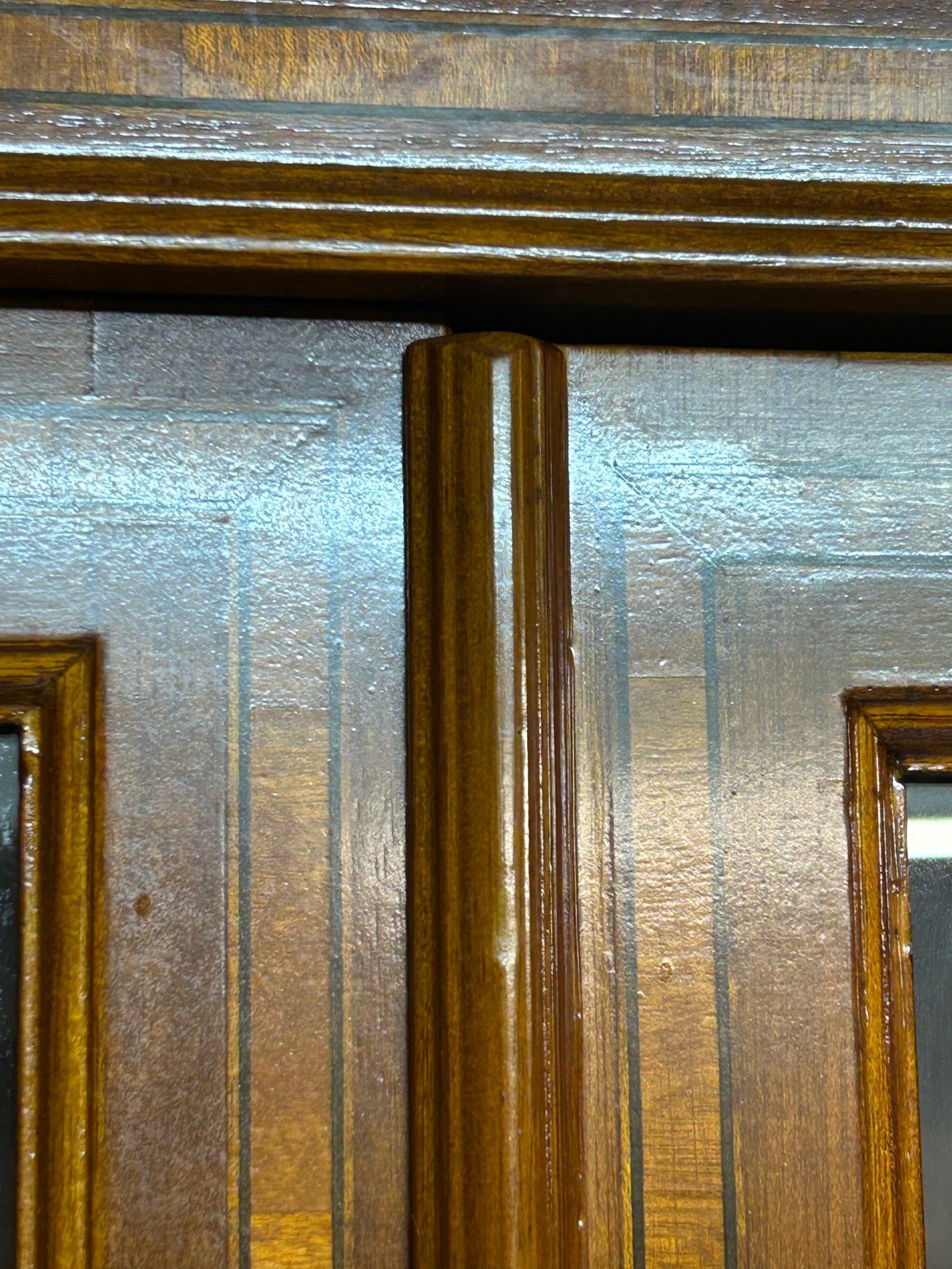 Pair of Mahogany Reproduction inlaid glazed bookcases