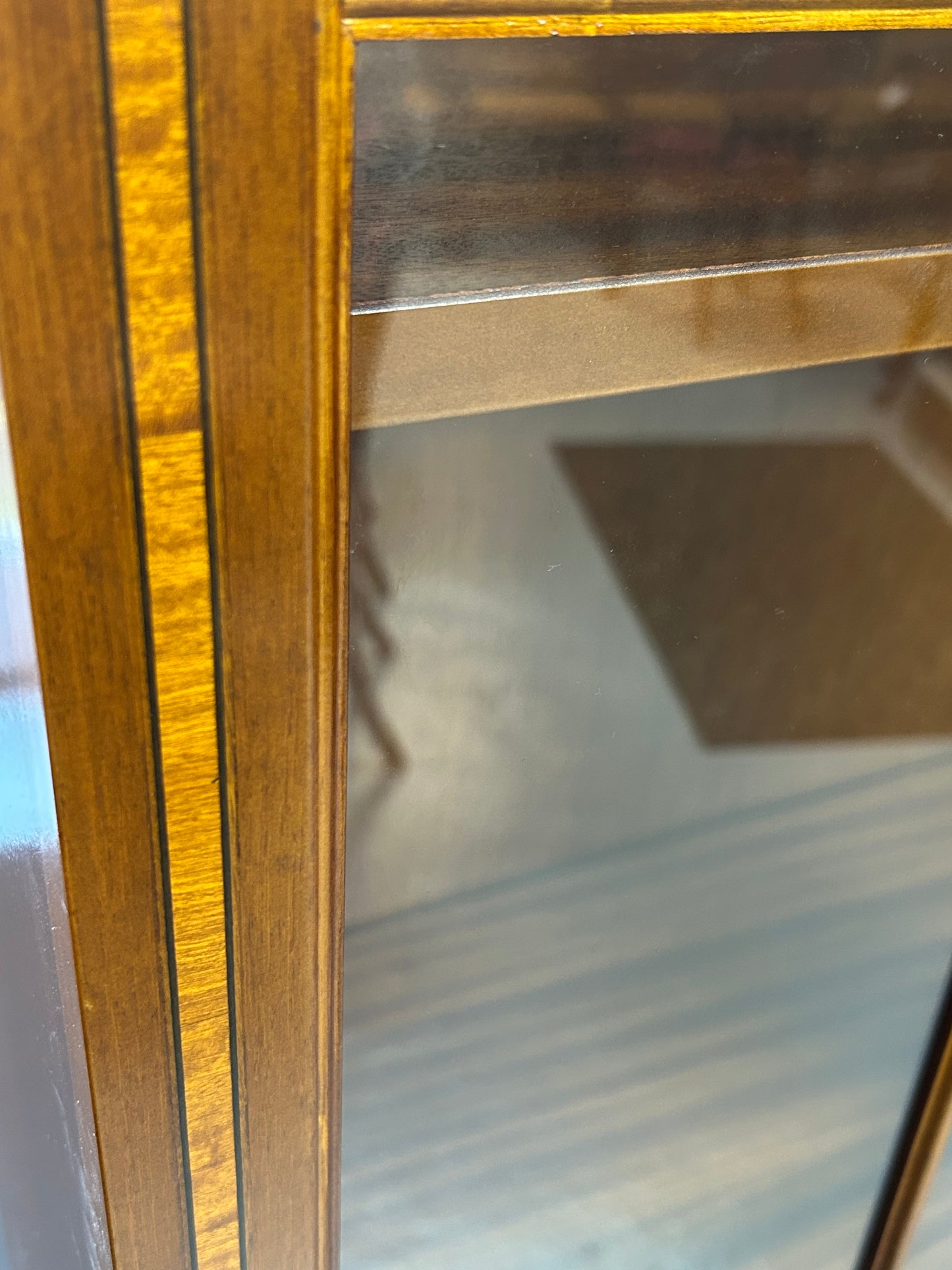 Pair of Mahogany Reproduction inlaid glazed bookcases
