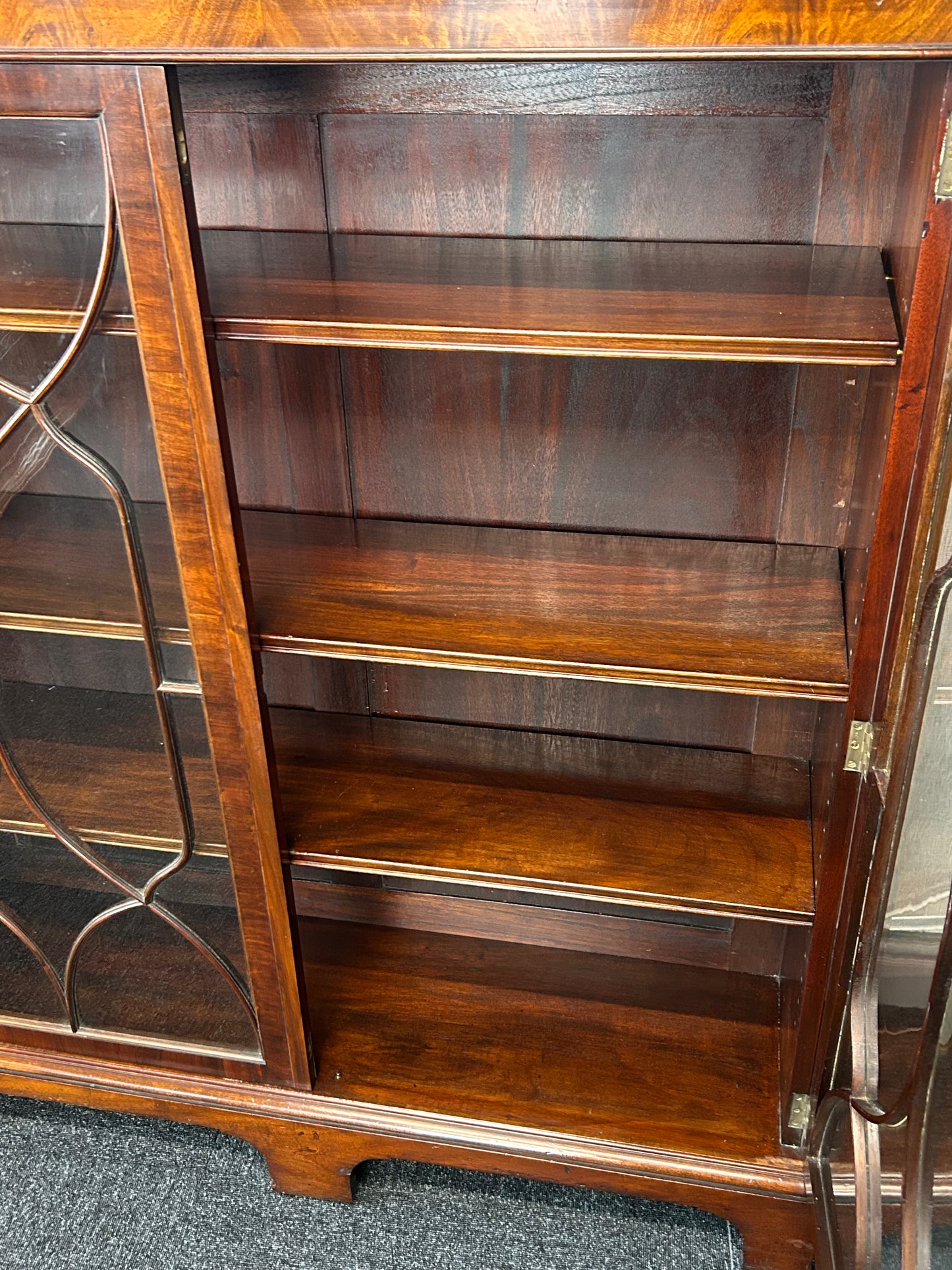 Mahogany 3 door glazed bookcase by Wylie and Lochhead