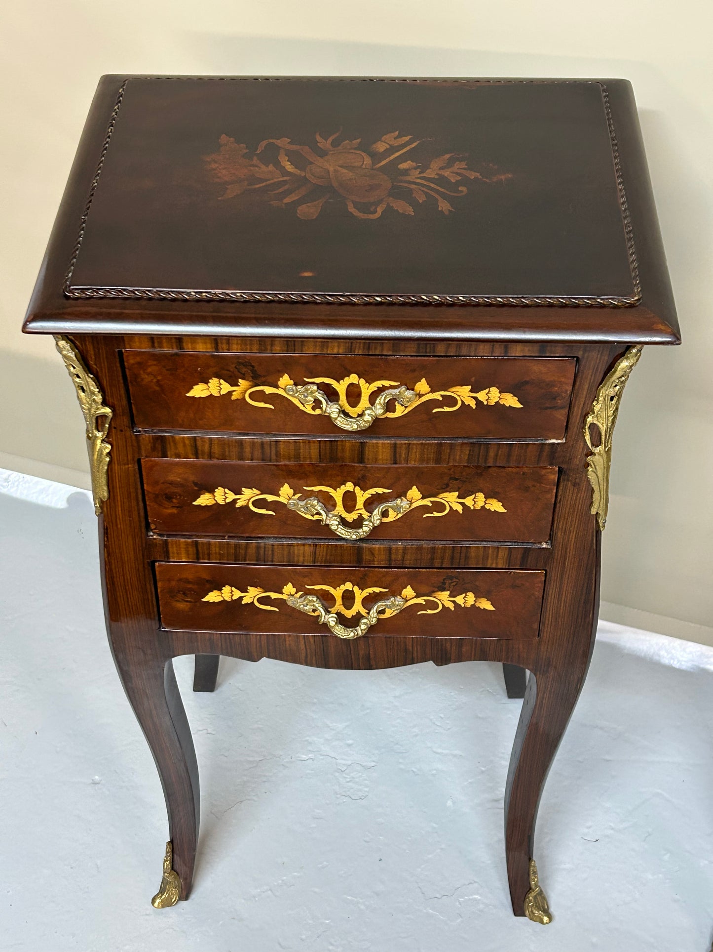 Pair of Louis XV style marquetry bedside cabinets