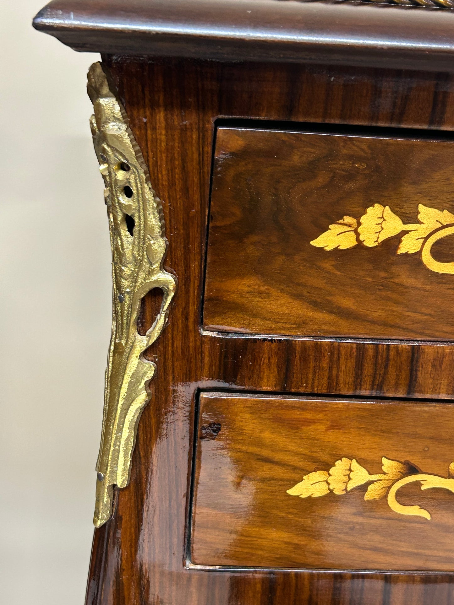 Pair of Louis XV style marquetry bedside cabinets