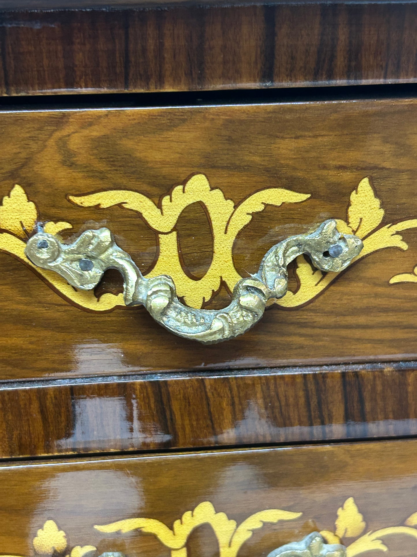 Pair of Louis XV style marquetry bedside cabinets