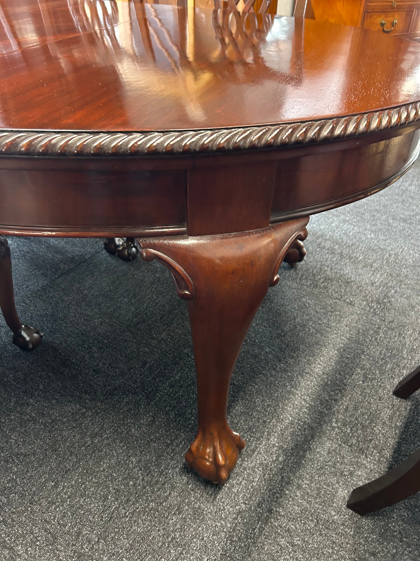 Mahogany Chippendale Style Extending Dining Table And 8 Chairs