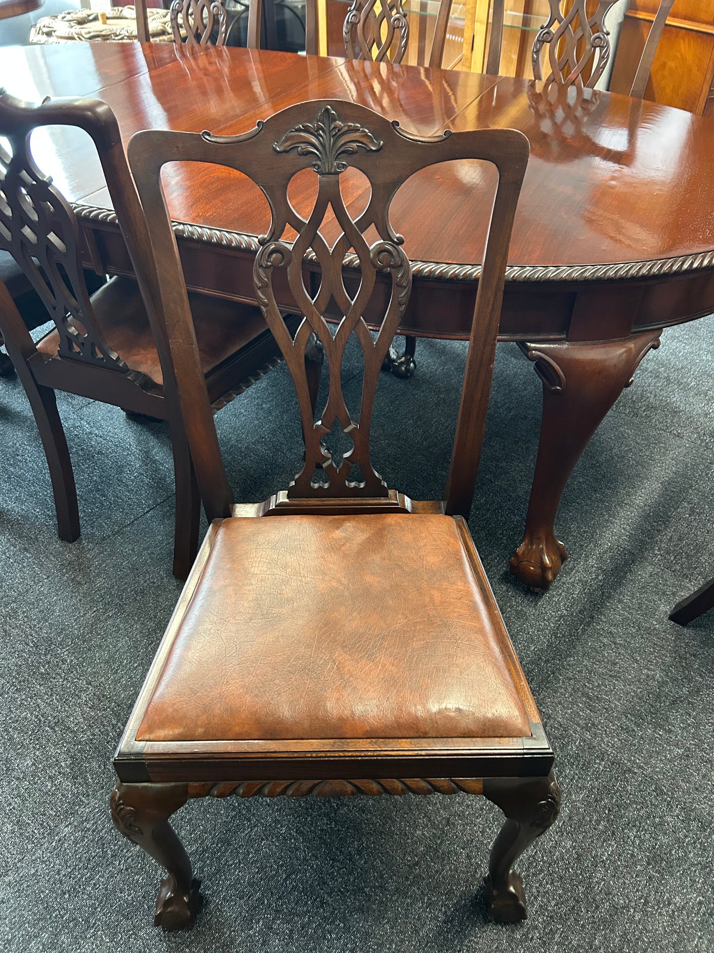 Mahogany Chippendale Style Extending Dining Table And 8 Chairs