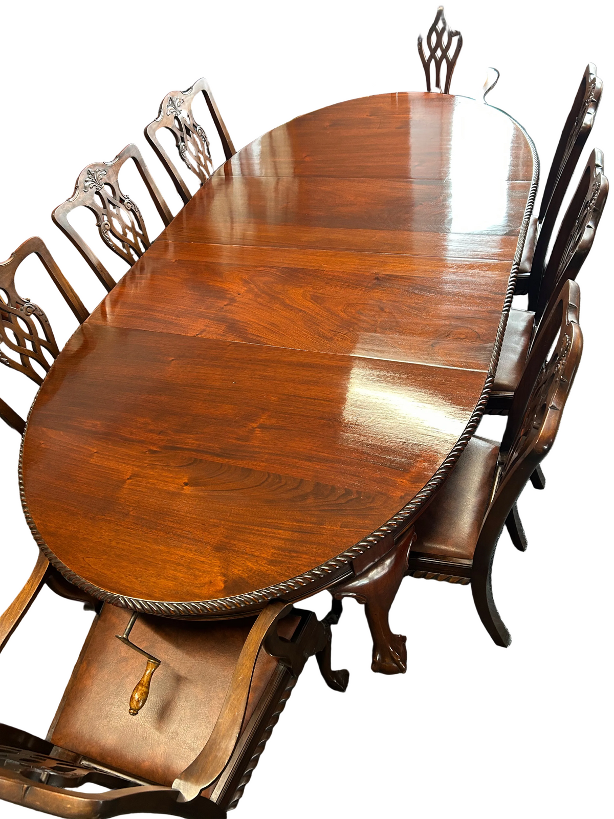 Mahogany Chippendale Style Extending Dining Table And 8 Chairs