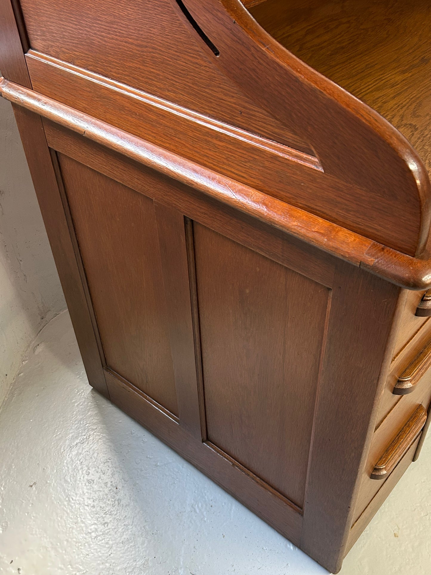 Oak roll top writing desk