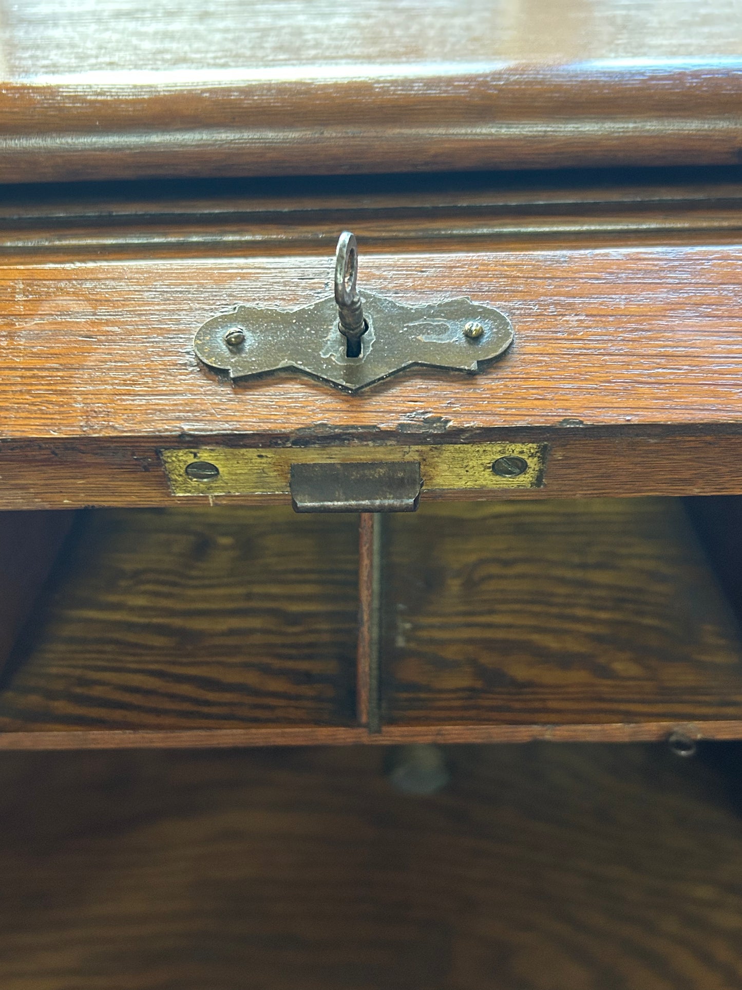 Oak roll top writing desk