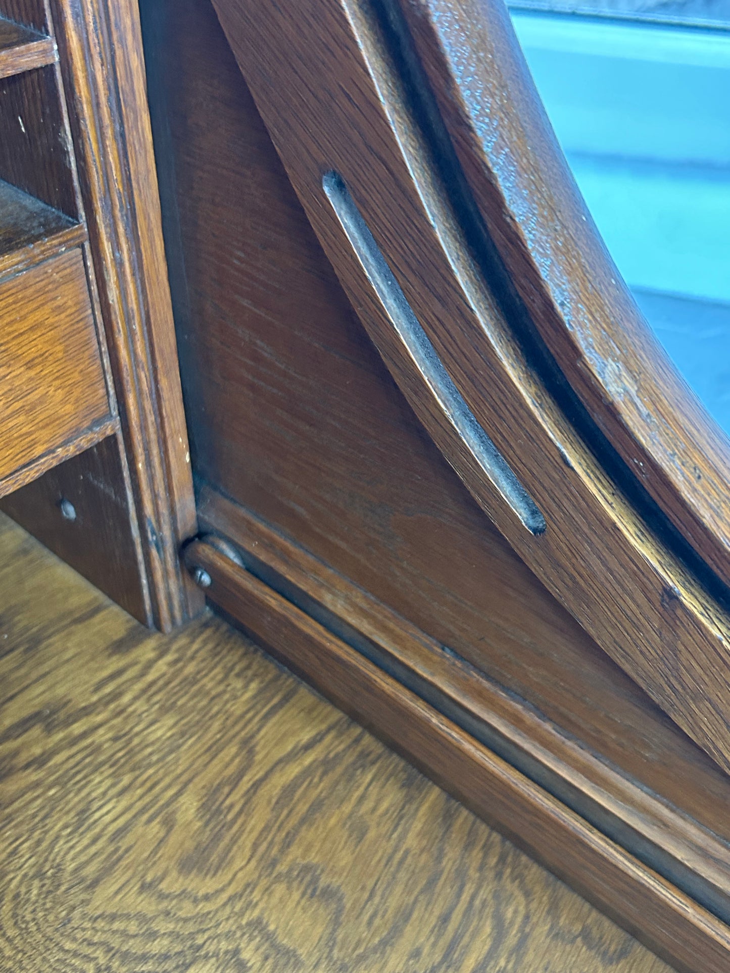 Oak roll top writing desk