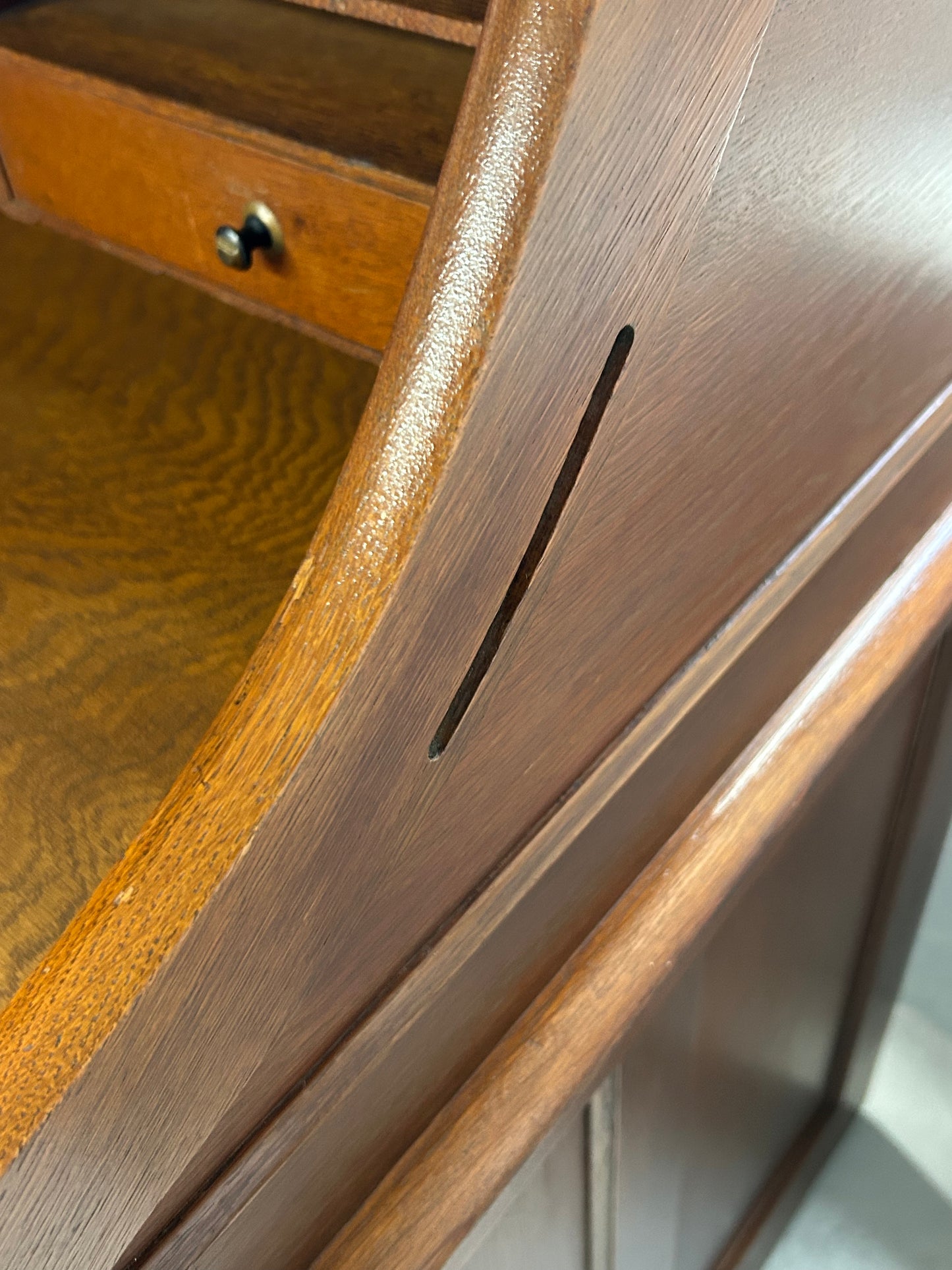Oak roll top writing desk