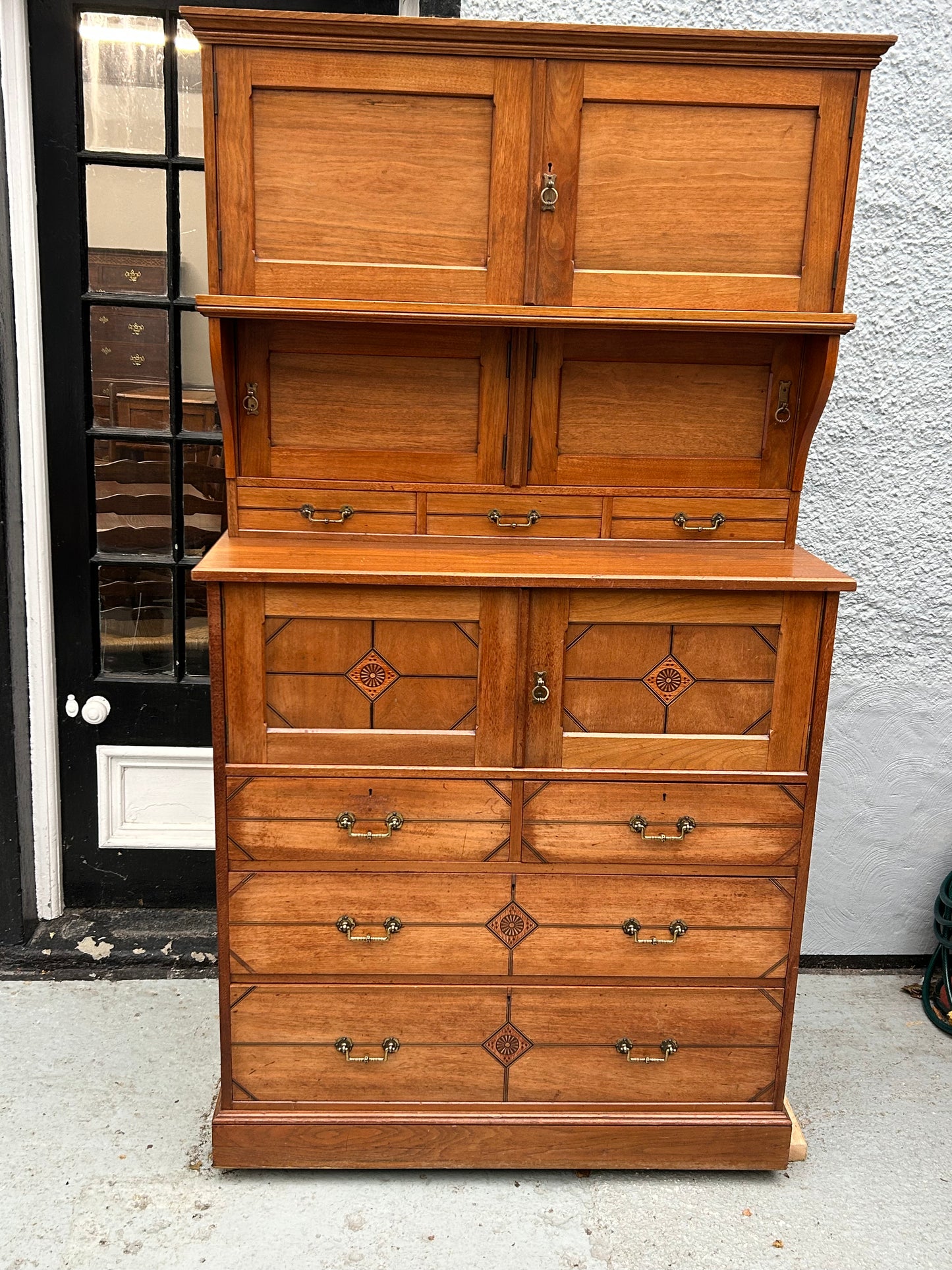 Aesthetic movement 3 Tier Storage Cabinet by H Ogden of Manchester