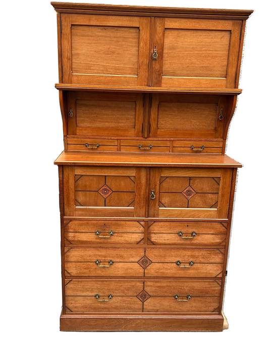 Aesthetic movement 3 Tier Storage Cabinet by H Ogden of Manchester