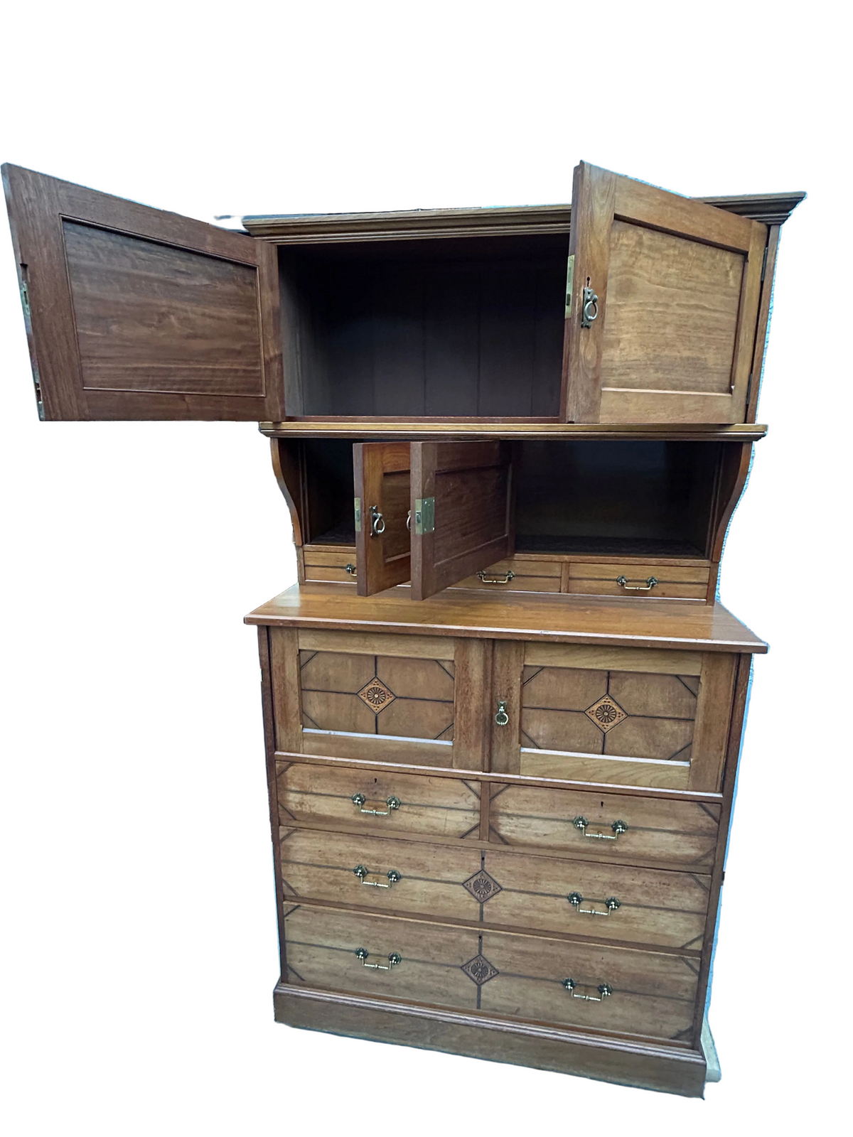Aesthetic movement 3 Tier Storage Cabinet by H Ogden of Manchester