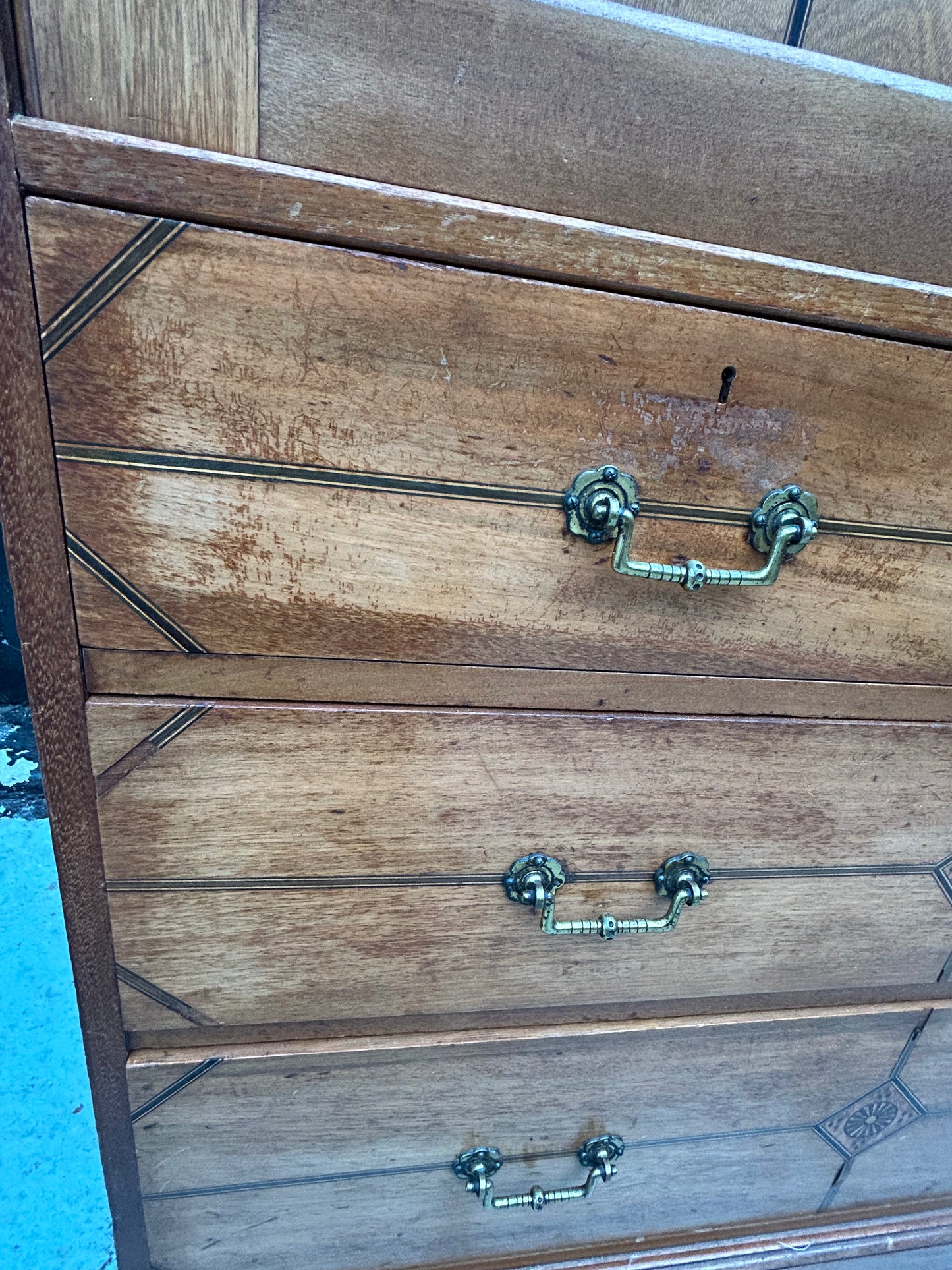 Aesthetic movement 3 Tier Storage Cabinet by H Ogden of Manchester