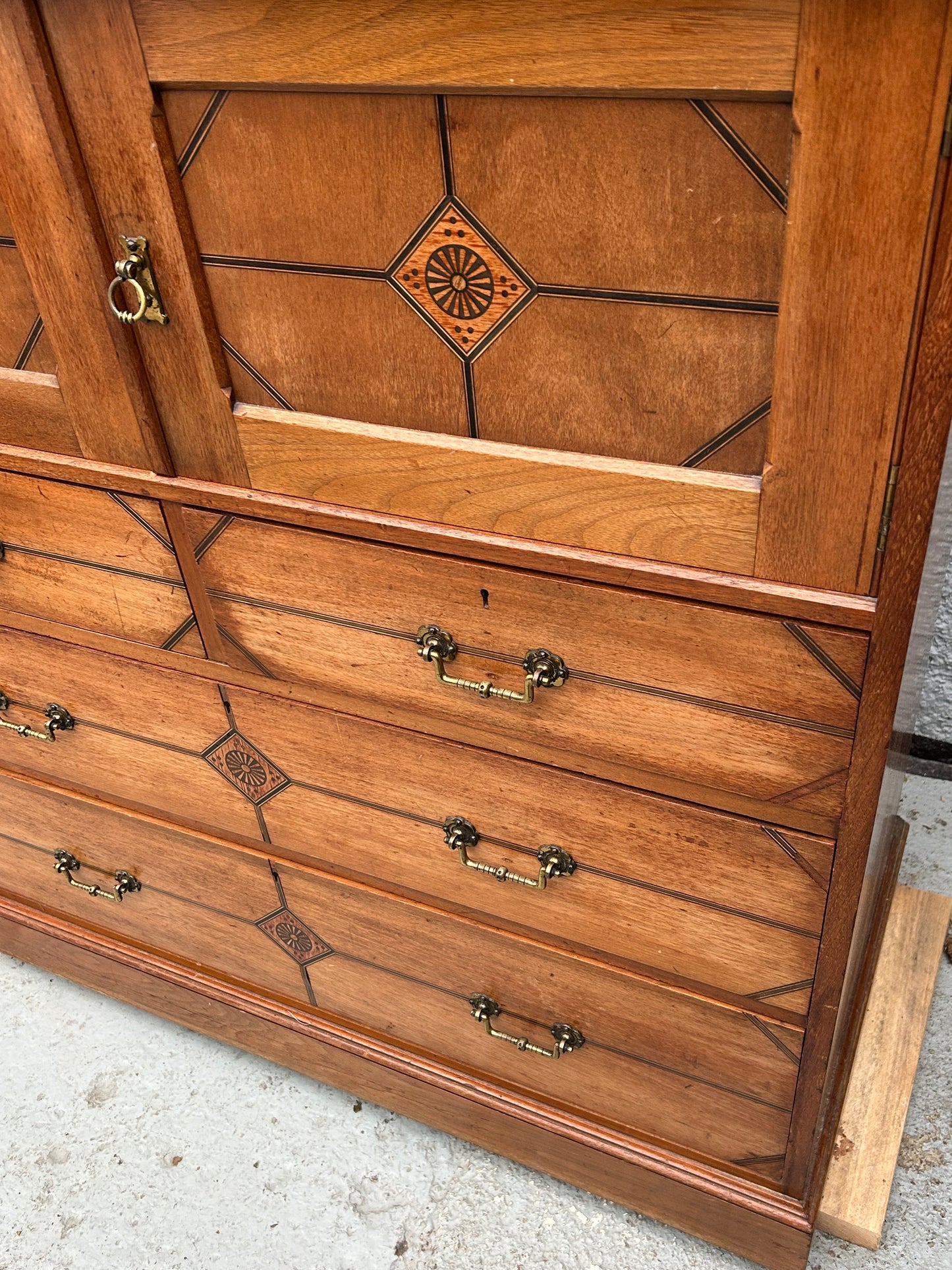 Aesthetic movement 3 Tier Storage Cabinet by H Ogden of Manchester