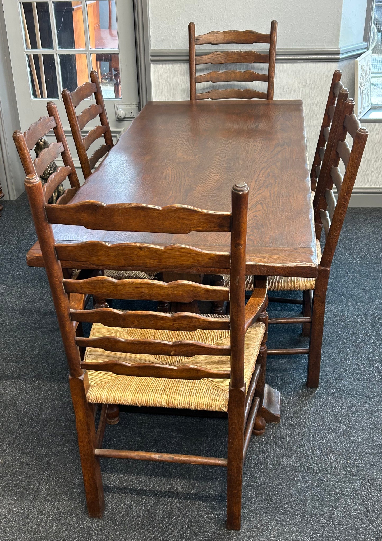 Oak Refectory Dining Table And Set Of 6 Ladder Back Chairs