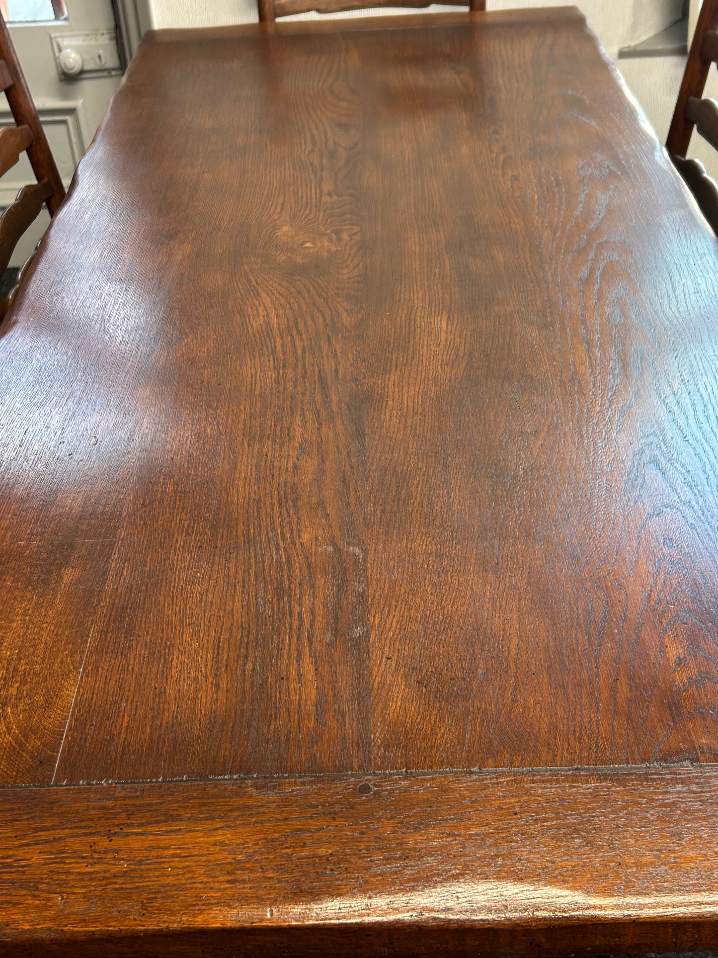 Oak Refectory Dining Table And Set Of 6 Ladder Back Chairs